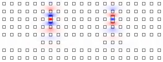 Two coupled cavities in a photonic crystal context.